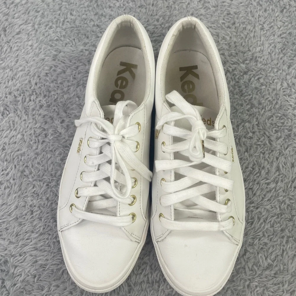 Keds‎ Jump Kick Sneakers Womens 9 White Leather Gold Hardware WH63681